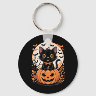 Zwarte Kat Pompoen Halloween Kostuum Herfst Sleutelhanger