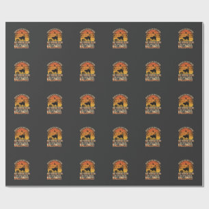 Zwarte Kat Pompoen Halloween Vector Ontwerp Cadeaupapier