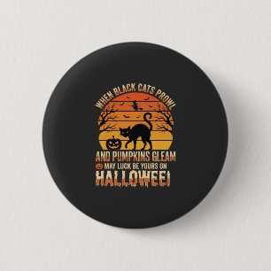 Zwarte Kat Pompoen Halloween Vector Ontwerp Ronde Button 5,7 Cm