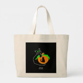 Zwarte kat pompoen jumbo Canvas tas (Achterkant)