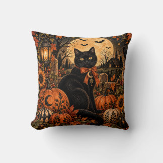 Zwarte Kat Pompoen Maan Halloween Worp Kussen