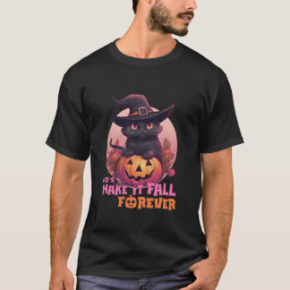 Zwarte kat pompoen maken het Herfst voor eeuwig vo T-shirt
