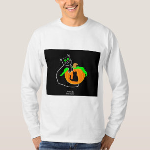 Zwarte kat pompoen Mannen Shirt