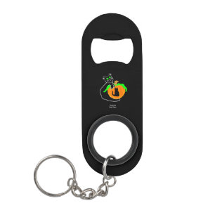 Zwarte kat pompoen mini flesopener Sleutelhanger Flessenopener