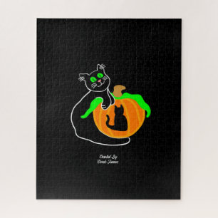 Zwarte kat pompoen puzzel (520 stuks)