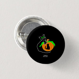 Zwarte kat pompoen ronde Button