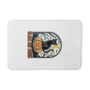 Zwarte Kat Pompoen Vintage Halloween Gravure_1 Badmat