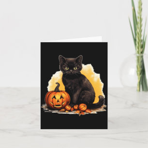 Zwarte Kat Pompoen Vintage Katten Verschrikkelijke Kaart
