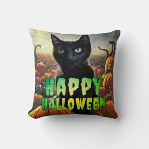 Zwarte Kat & Pompoenen Kussen