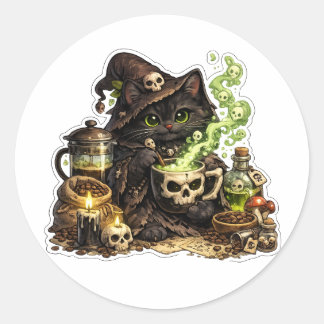 Zwarte Kat Potion Maker Heks Sticker