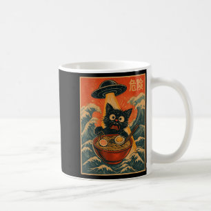 Zwarte Kat Ramen Alien Ufo Grappige Japanse Kawaii Koffiemok