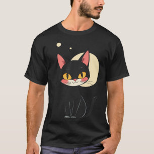 Zwarte kat retro grappige kat cadeau katten liefhe t-shirt