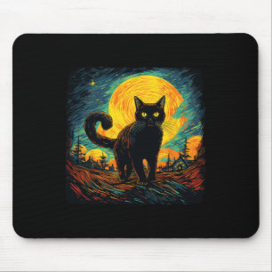 Zwarte Kat Retro Stijl Kat Kunst Werk Kat Lov Muismat