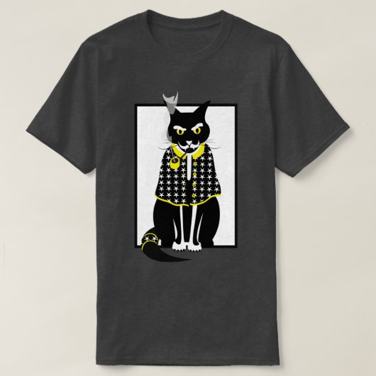 Zwarte kat roken Magic Wizard Meow Katten T-shirt (Design voorkant)