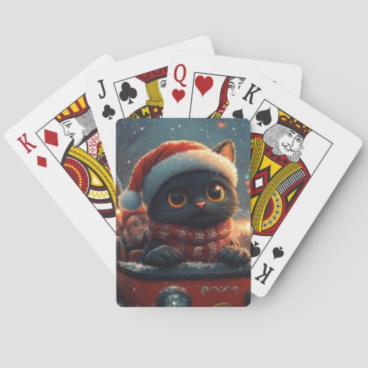 Zwarte Kat Roller Coaster Kerstmis Pokerkaarten (Achterkant)
