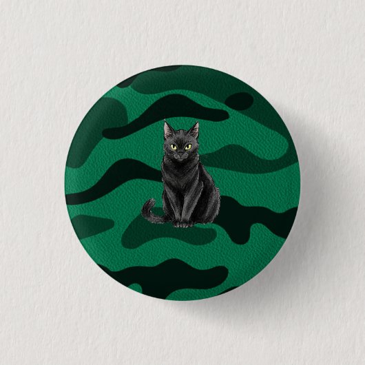 Zwarte kat ronde button 3,2 cm (Voorkant)