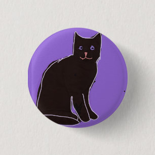 Zwarte kat ronde button 3,2 cm