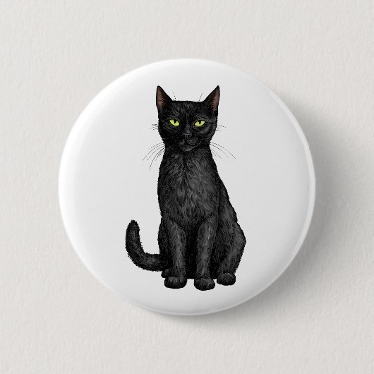 Zwarte kat ronde button 5,7 cm (Voorkant)