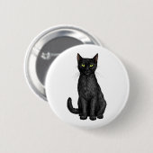 Zwarte kat ronde button 5,7 cm (Voorkant /achterkant)