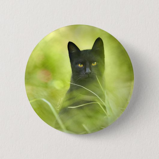 Zwarte kat ronde button 5,7 cm (Voorkant)