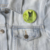 Zwarte kat ronde button 5,7 cm (In situ)