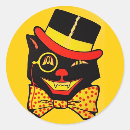  zwarte kat ronde sticker (Voorkant)
