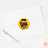  zwarte kat ronde sticker (Envelop)