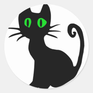 Zwarte kat ronde sticker