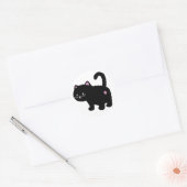 zwarte kat ronde sticker (Envelop)