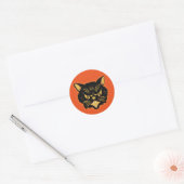 Zwarte kat ronde sticker (Envelop)