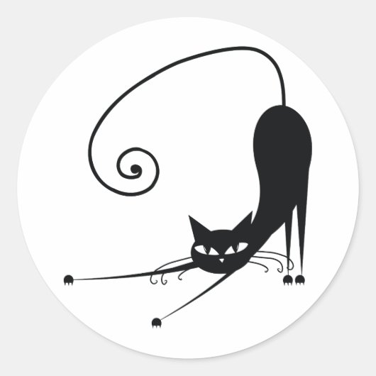Zwarte kat ronde sticker (Voorkant)