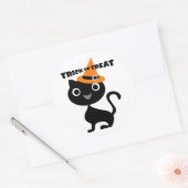 Zwarte kat ronde sticker (Envelop)
