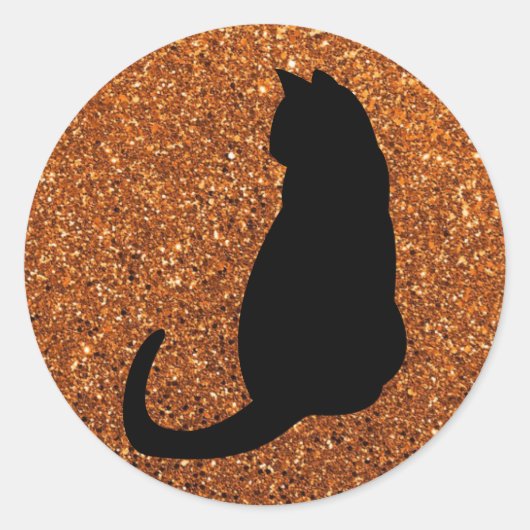 Zwarte kat ronde sticker (Voorkant)