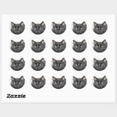 Zwarte kat ronde sticker (Vel)