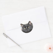 Zwarte kat ronde sticker (Envelop)