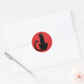 Zwarte kat ronde sticker (Envelop)