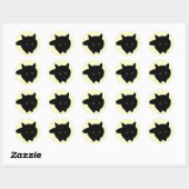 Zwarte kat ronde sticker (Vel)