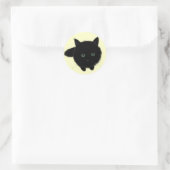 Zwarte kat ronde sticker (Tas)