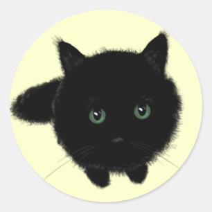 Zwarte kat ronde sticker