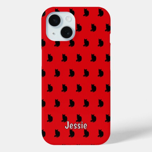 Zwarte kat (rood) Case-Mate iPhone case (Achterkant)