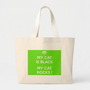 Zwarte kat rotsen grote tote bag