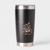 Zwarte Kat Roze Strik Geïsoleerde Drinkbeker (Voorkant)
