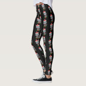 Zwarte kat Santa Hat Holly Plant Kerstmis Leggings (Links)