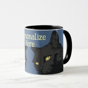 Zwarte kat sarcastische griezelige vintage illustr mok