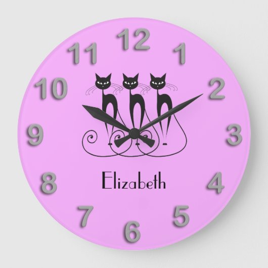 Zwarte kat schattige, grappige triplet grote klok (Voorkant)