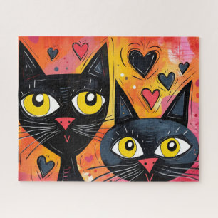 ZWARTE KAT SCHATTIGEE KUNST PUZZEL