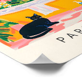 Zwarte kat schilderij, Funky badkamer decor geïnsp Poster (Hoek)