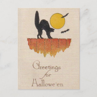 zwarte kat, schroef, halloween briefkaart