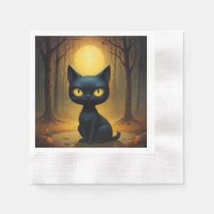 Zwarte kat servet