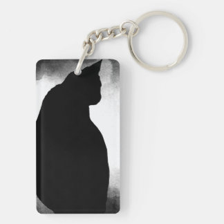 Zwarte kat silhouet acryl Sleutelhanger